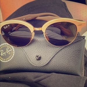 Ray Ban polarized sunglasses wooden frame